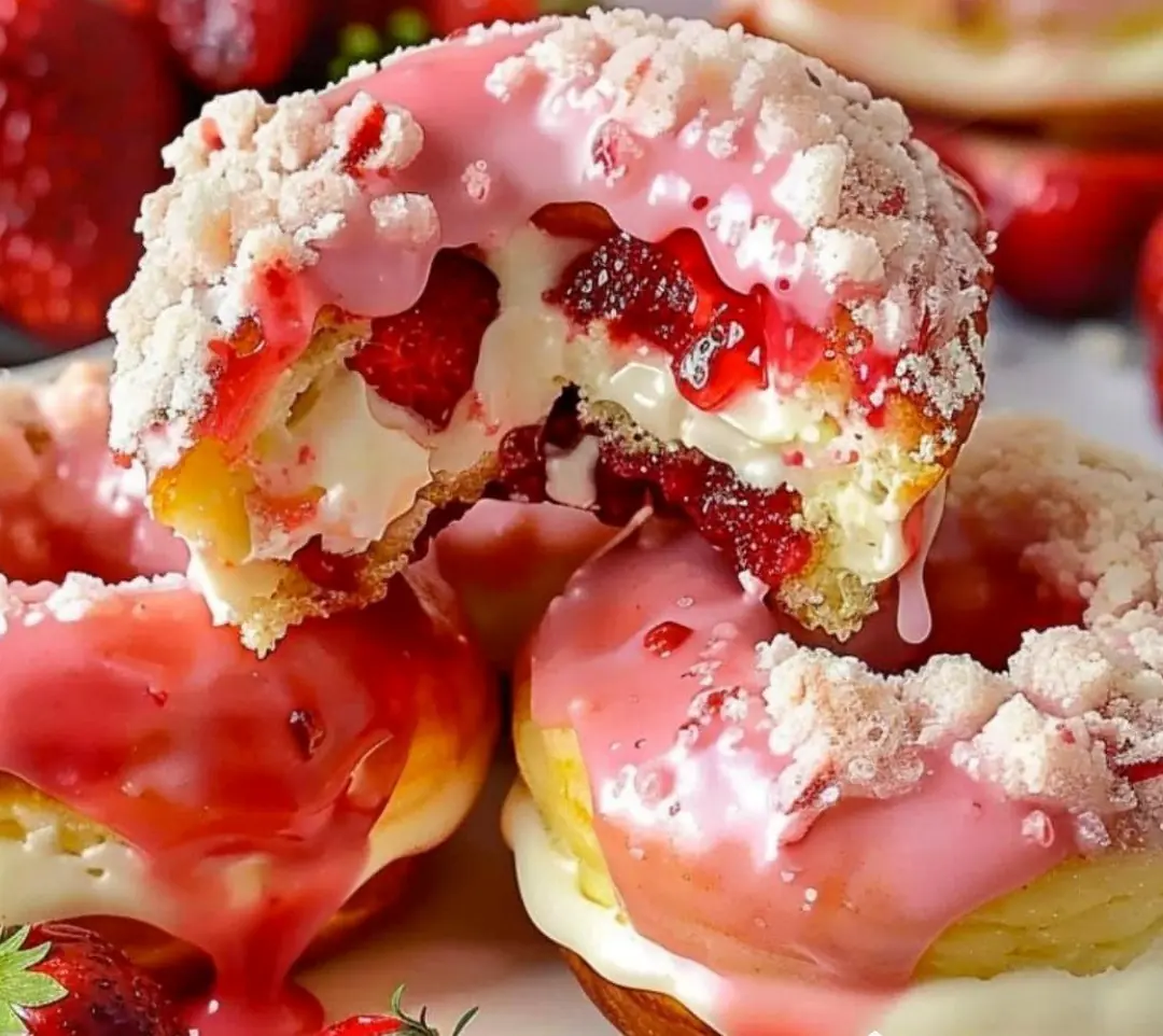 Strawberry Cheesecake Stuffed Donuts