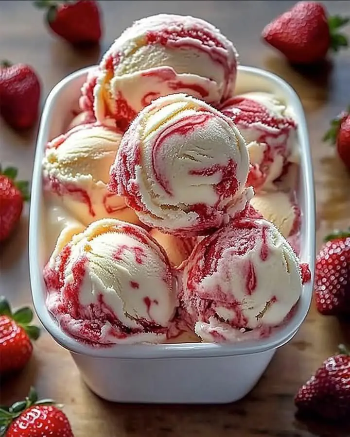 🍓 Strawberry Vanilla Bean Ice Cream A Sweet Scoop of Bliss! 🍦