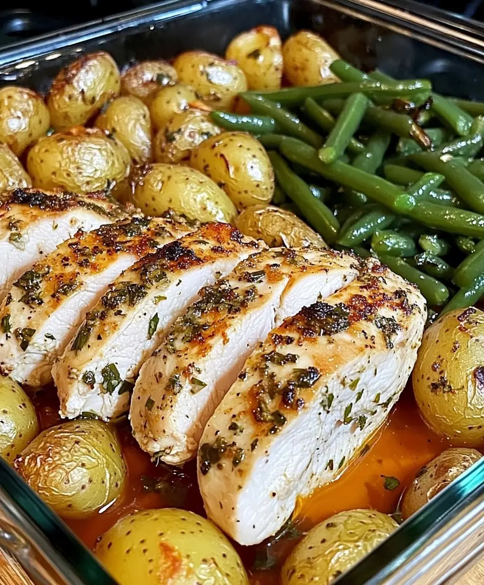 One-Pan Garlic Herb Chicken with Potatoes & Green Beans