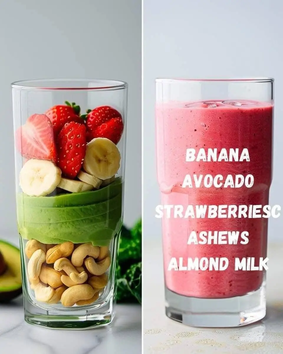 Banana Strawberry Avocado Smoothie 🍓🍌🥑