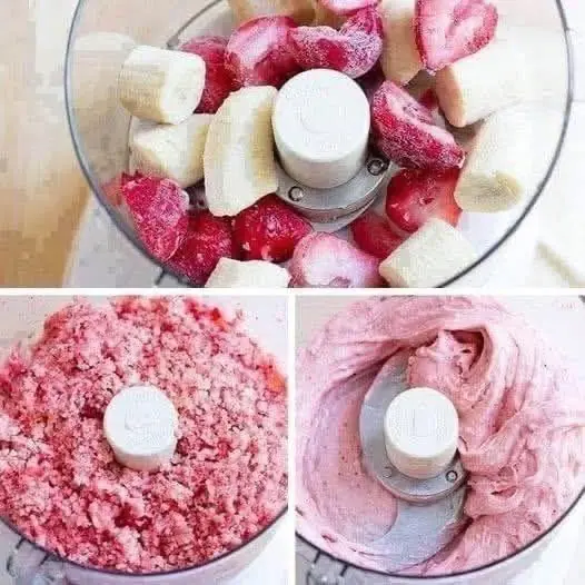 4-Ingredient Banana Strawberry Ice Cream – Healthy & Super Easy! 🍨✨