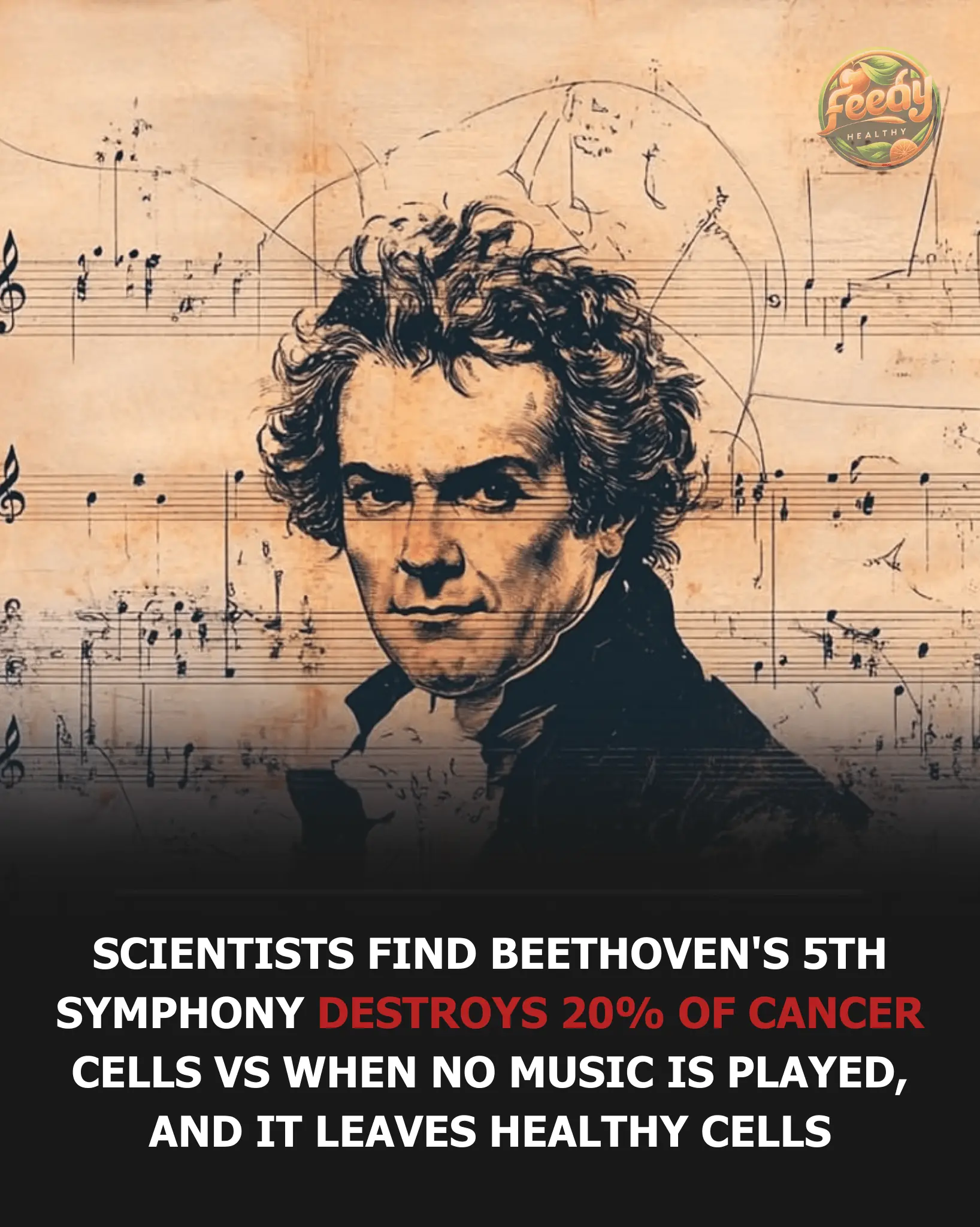 SCIENTISTS FIND BEETHOVEN'S 5TH SYMPHONY DESTROYS 20% OF CANCER CELLS VS WHEN NO MUSIC IS PLAYED, AND IT LEAVES HEALTHY CELLS