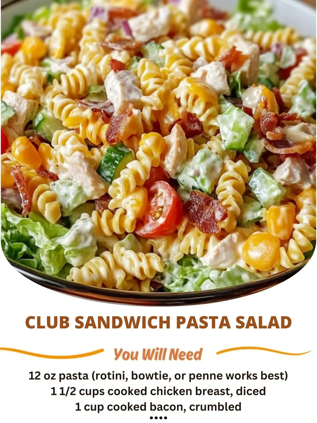 🥗 Club Sandwich Pasta Salad 🥓✨