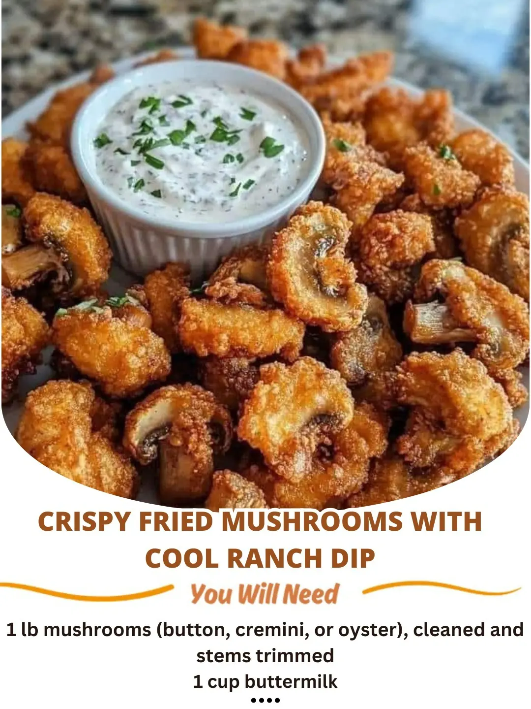 Crispy Fried Mushrooms with Cool Ranch Dip: The Ultimate Crunchy & Creamy Combo! 🍄🤤