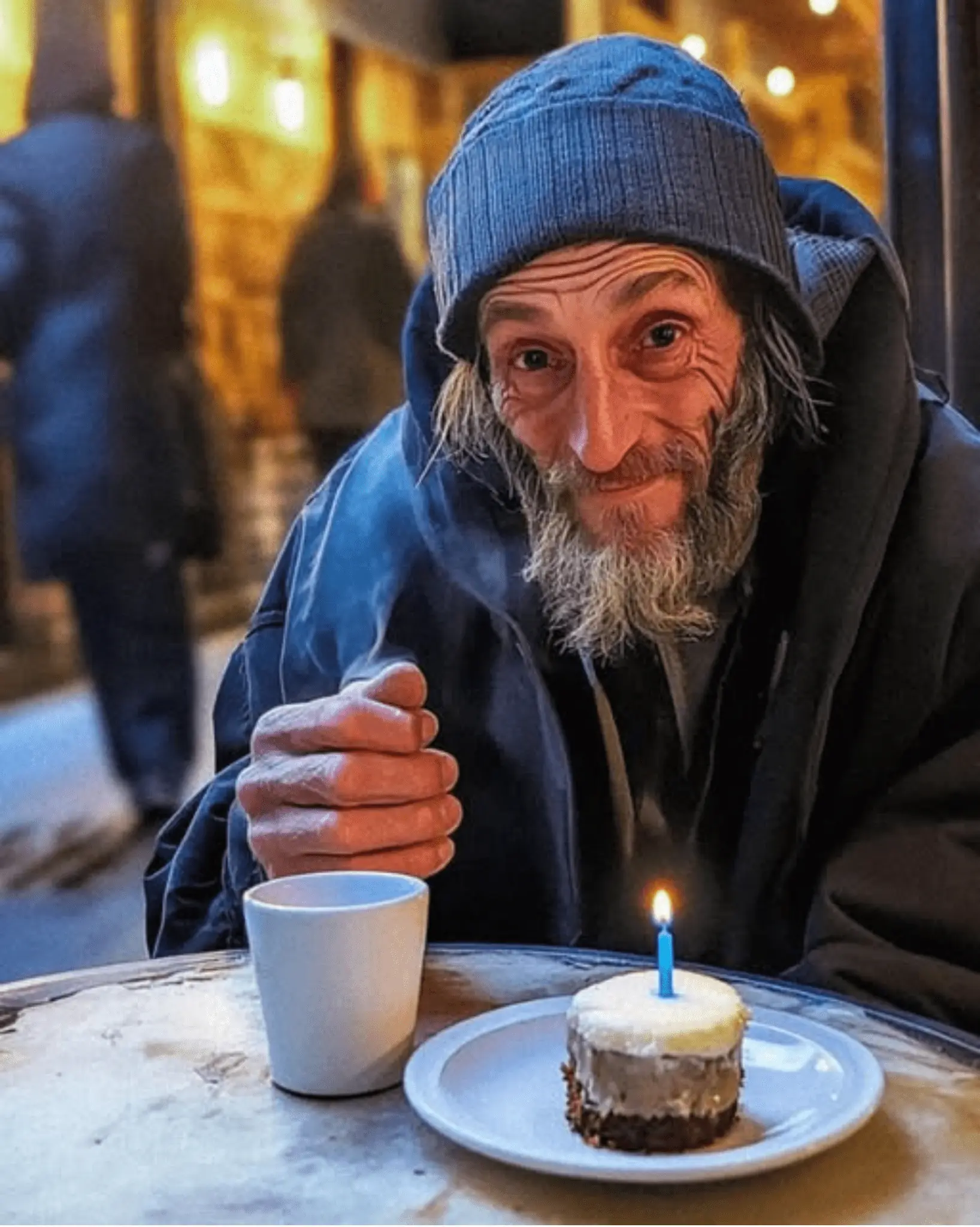 Homeless Man Asked Me to Buy Him Coffee on His Birthday — Hours Later, He Sat Next to Me in First Class.