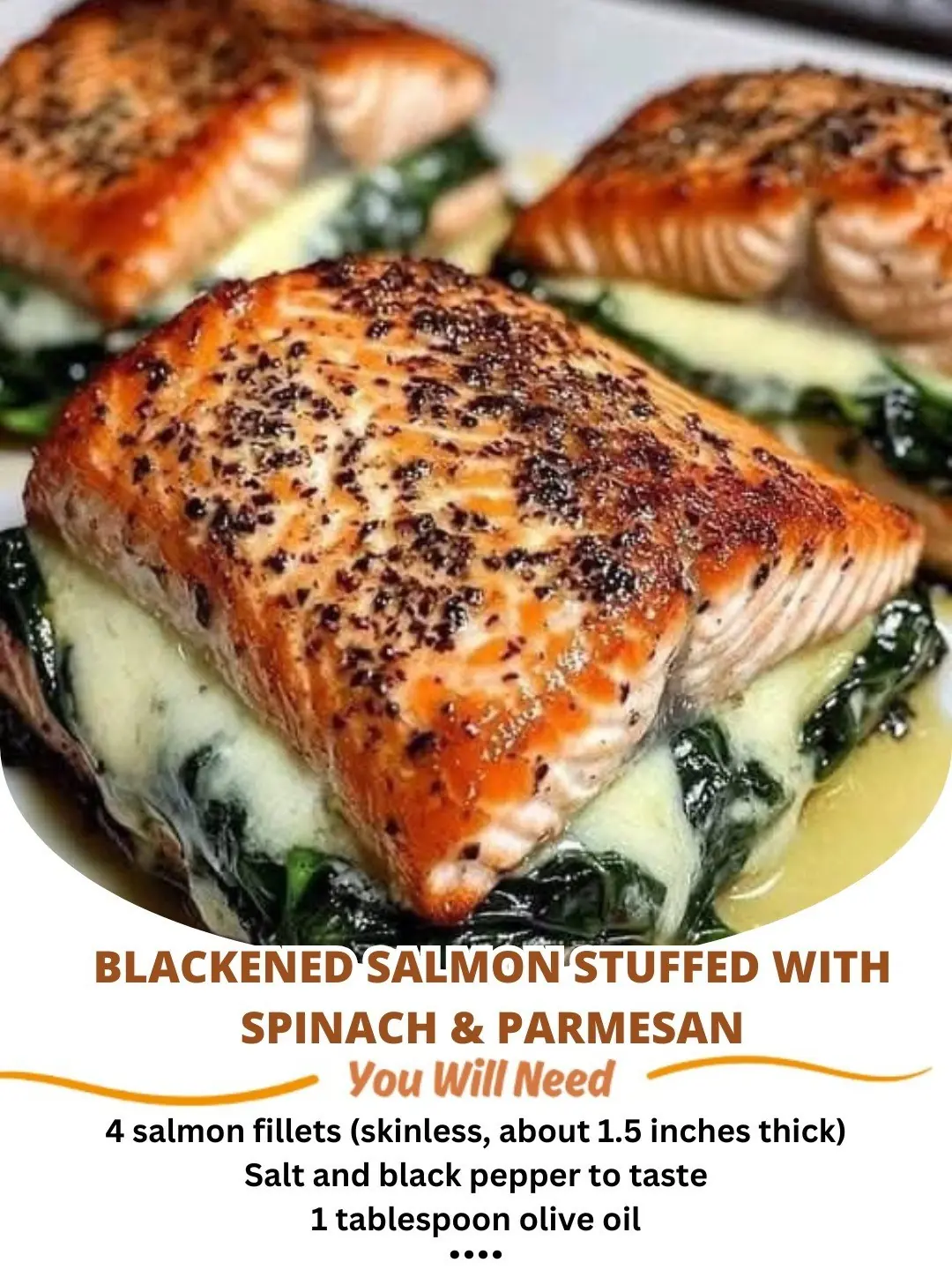 Blackened Salmon Stuffed with Spinach & Parmesan