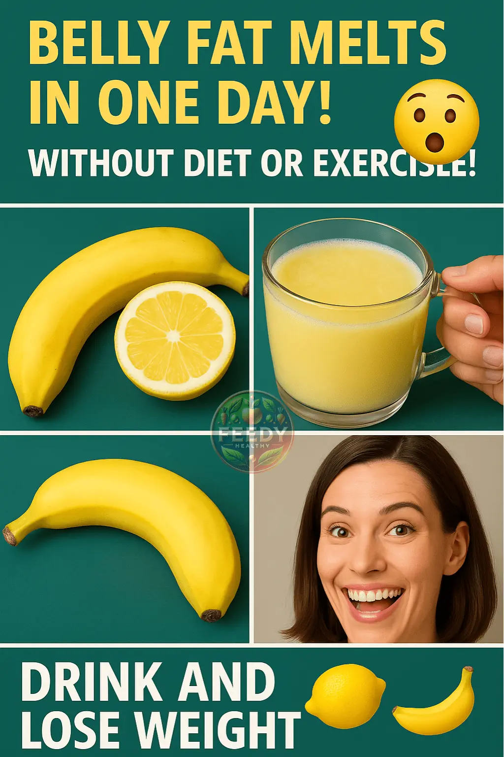 Belly Fat Melts in One Day! 🔝 Without Diet and Exercise! Drink This Lemon & Banana Mix