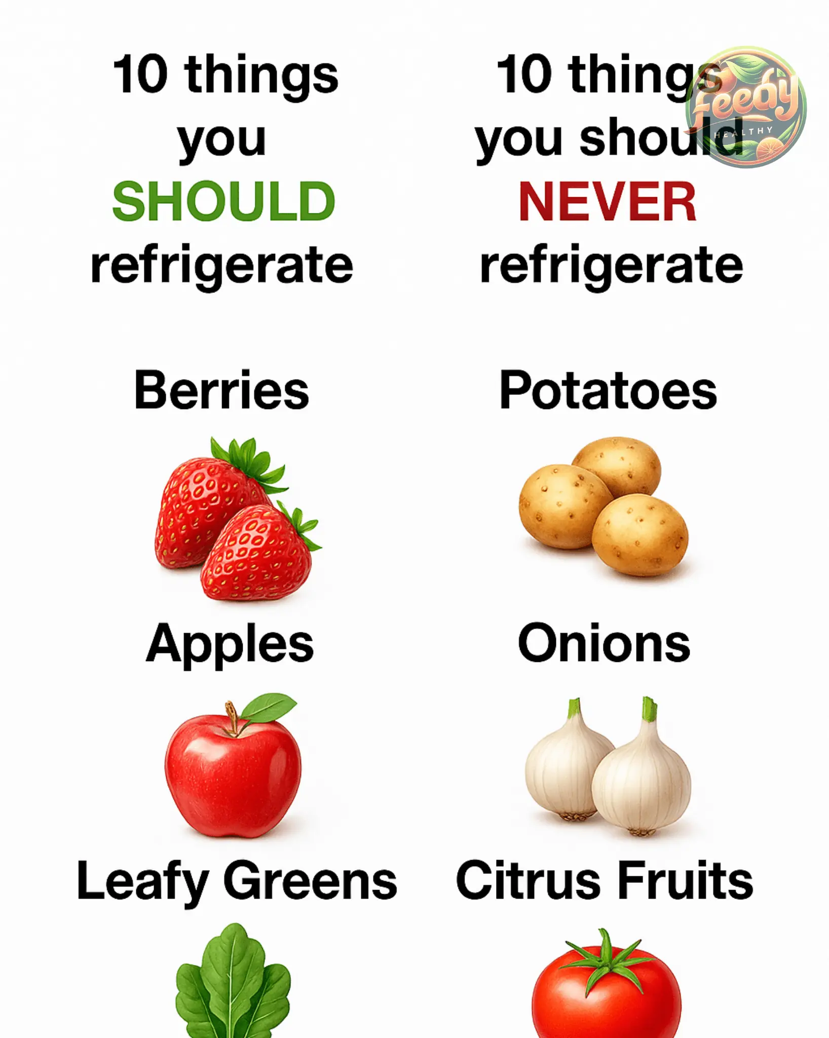 10 things to always refrigerate & 10 things to never refrigerate