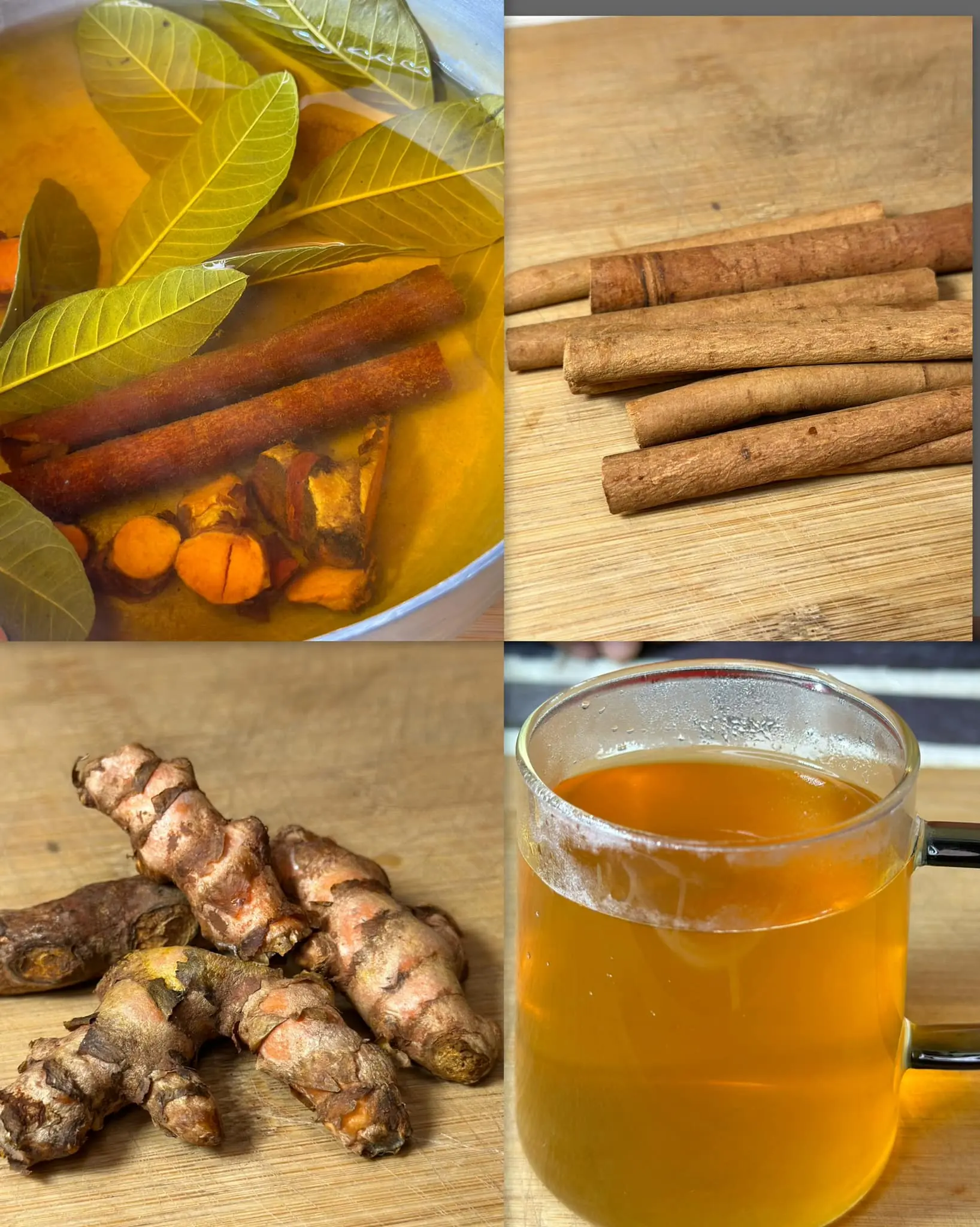 Mix guava leaf with turmeric and cinnamon.