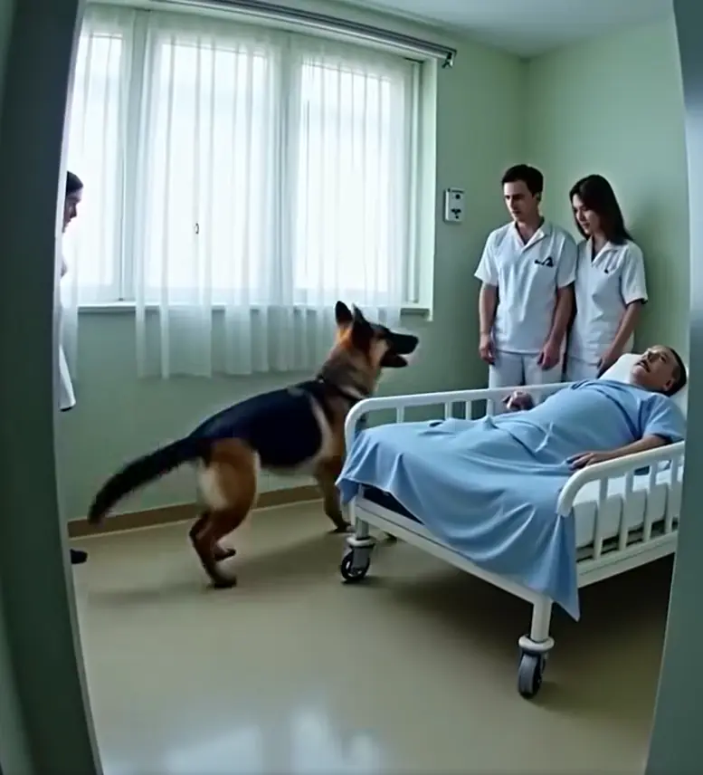 Dog saying goodbye to dying officer suddenly senses something odd and stops the doctor