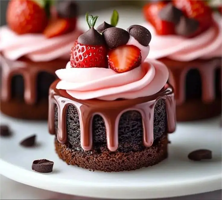 😋💕 Mini Strawberry & Chocolate Party Cakes Recipe 💕😋