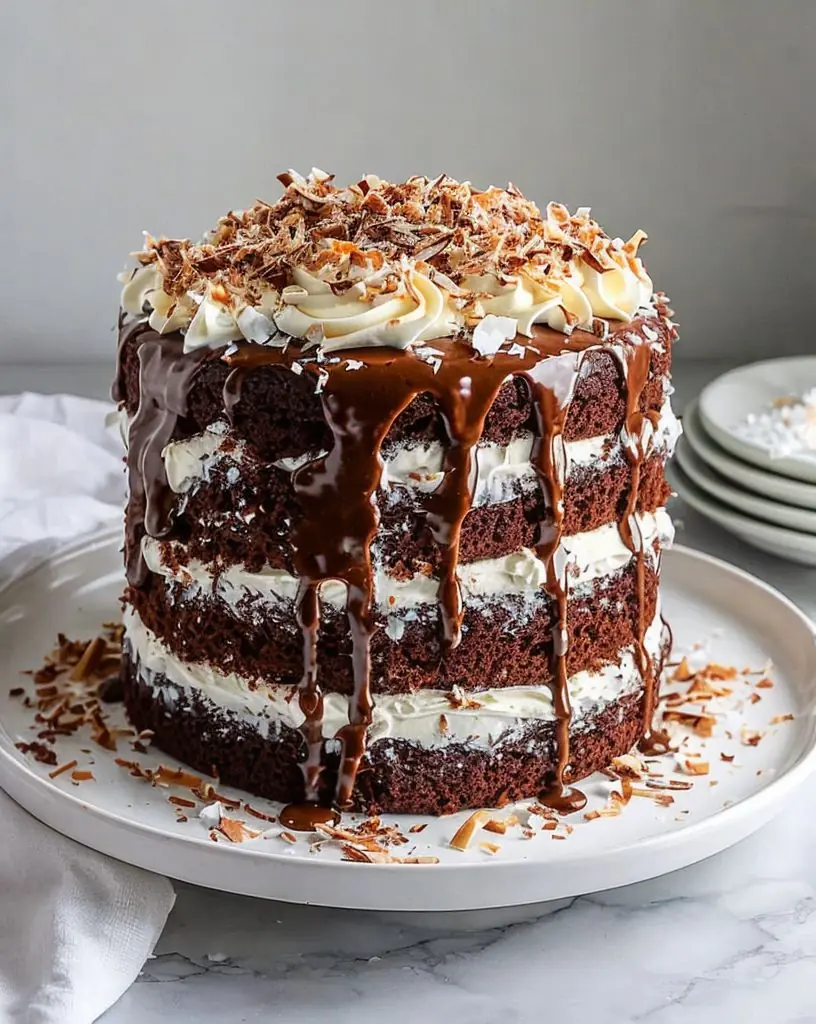 🍫✨ Chocolate Coconut Layer Cake