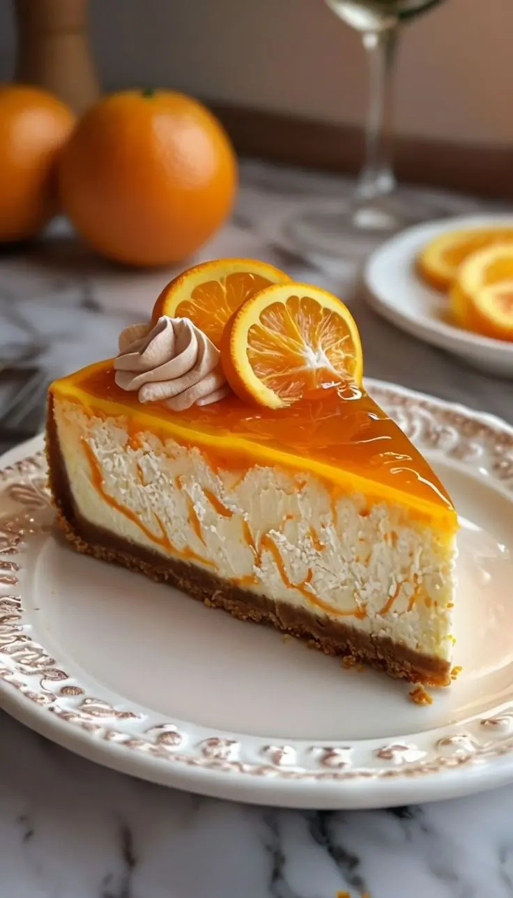 🍊🍰 Orange Cream Cheesecake with Glaze 🍰🍊