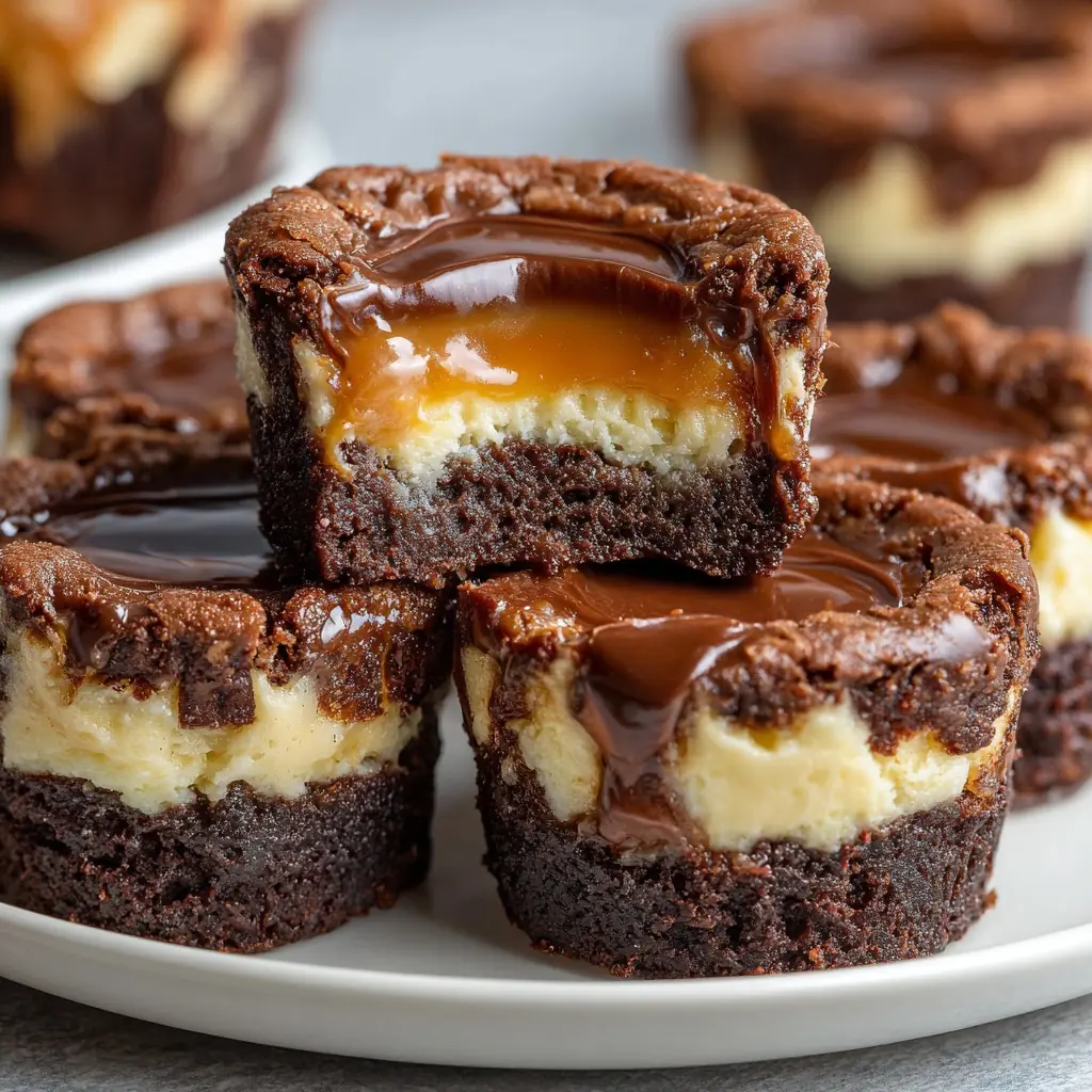 🍫✨ Caramel Brownie Cheesecake Bites ✨🍫