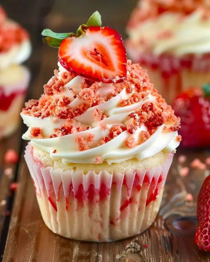 🍓✨ Strawberry Crunch Cupcakes ✨🍓