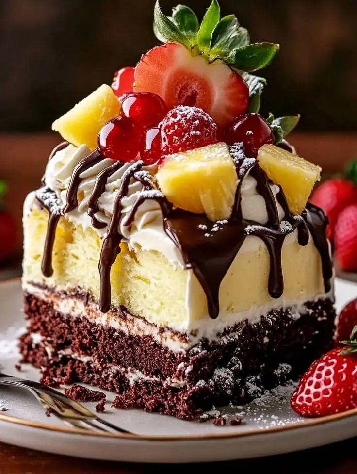 πππ« Pineapple Strawberry Chocolate Ice Cream Cake π«ππ