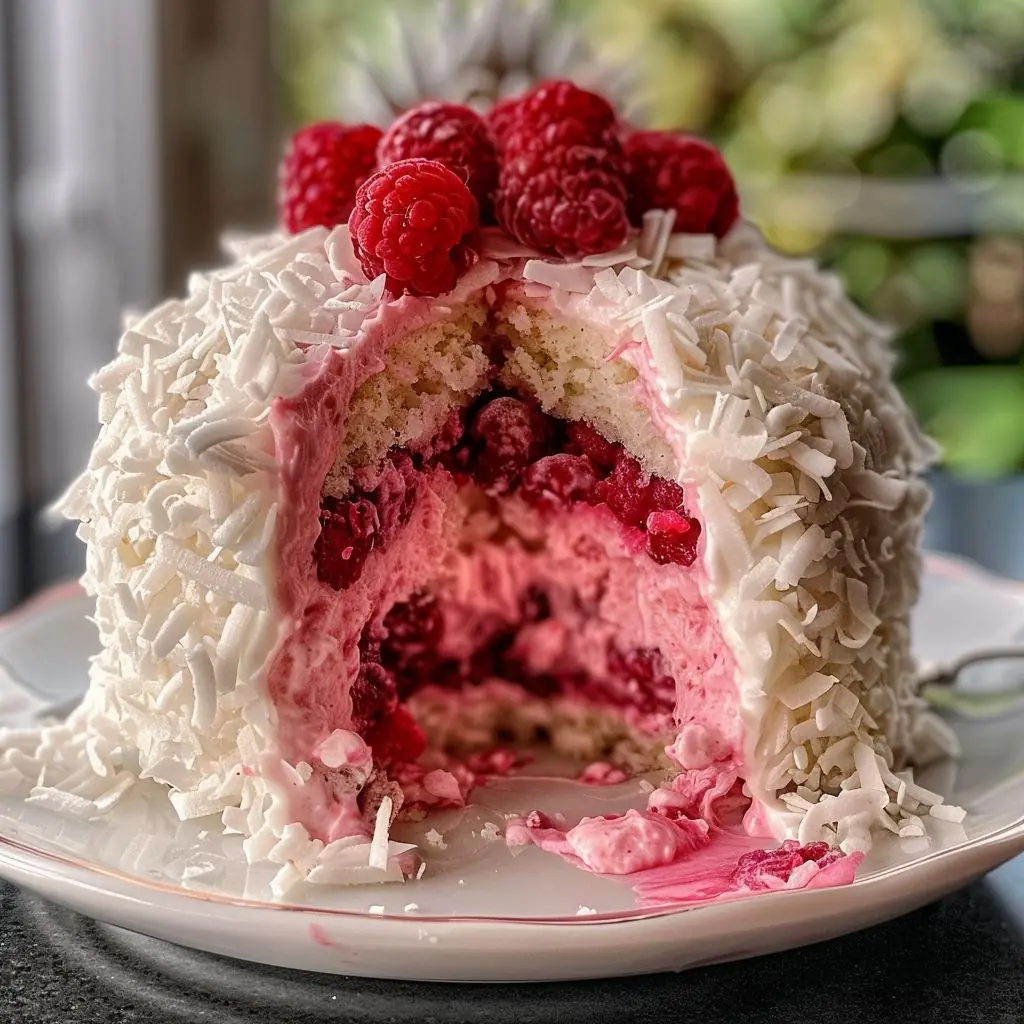π Raspberry Swirl Coconut Snowball Cake π°πβοΈ