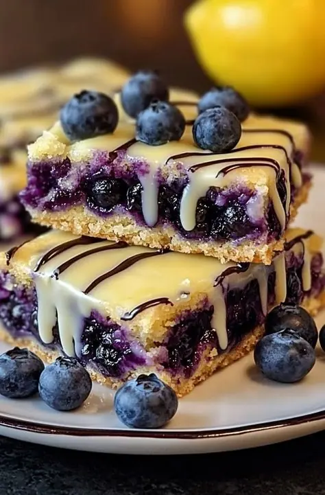 ππ Luscious Blueberry Lemon Cookie Bars with White Chocolate Drizzle ππ