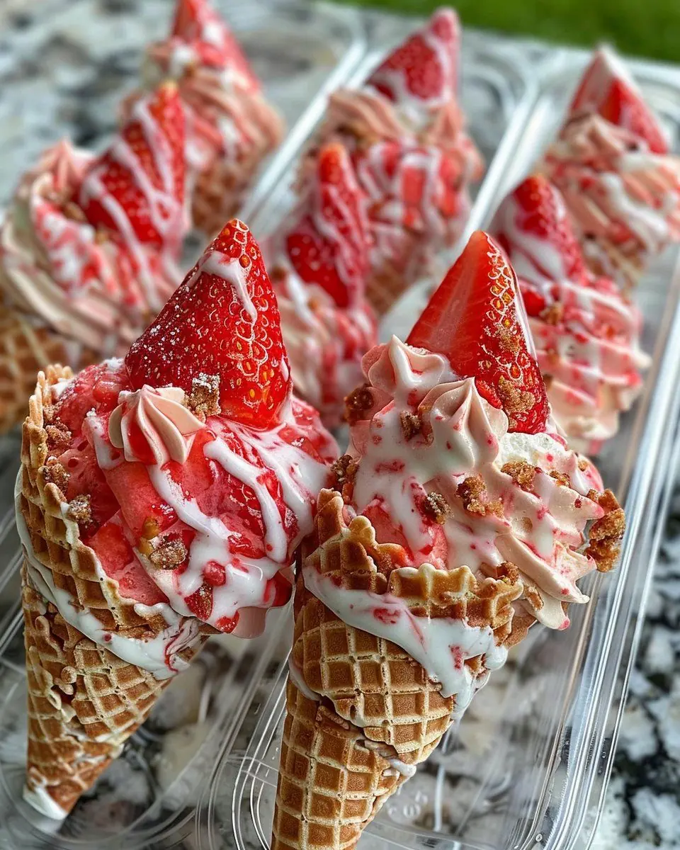 ✨ Strawberry Crunch Cheesecake Cones ✨