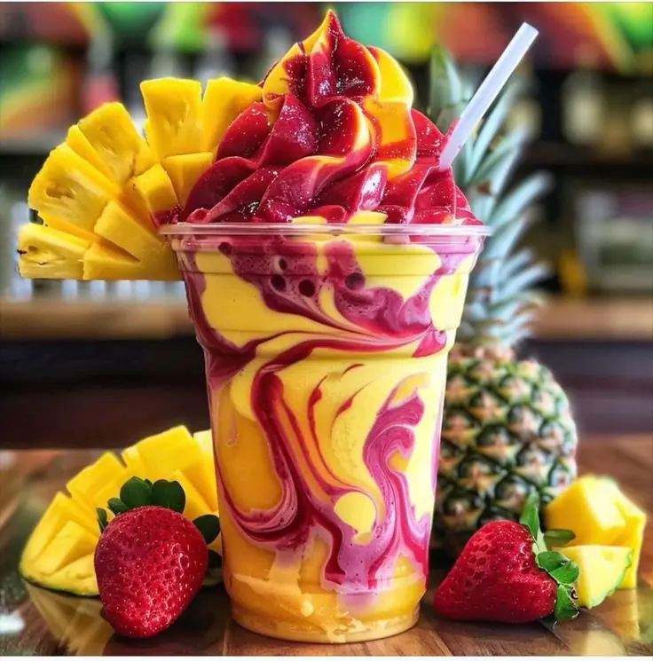 🍍🍓 Pineapple Strawberry Swirled Slushies