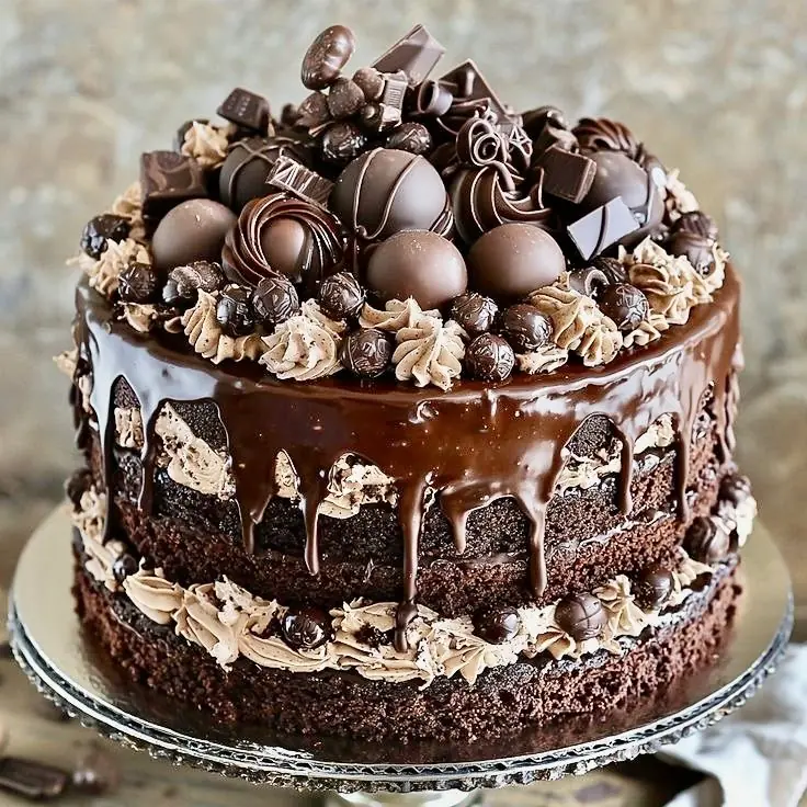 🍫 Triple Chocolate Drip Cake with Truffles & Ganache Drip