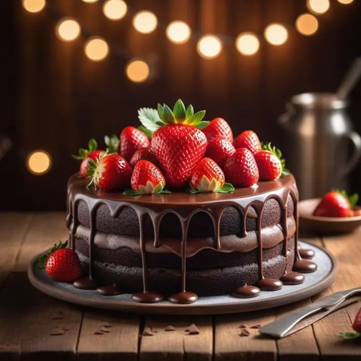🍓 Decadent Chocolate Strawberry Cake