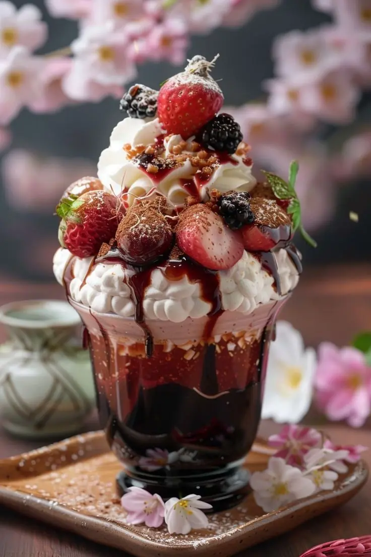 π Strawberry & Chocolate Blossom Parfait