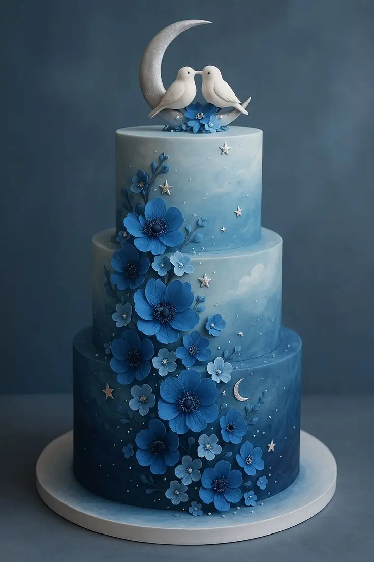ππ Celestial Midnight Bloom Cake