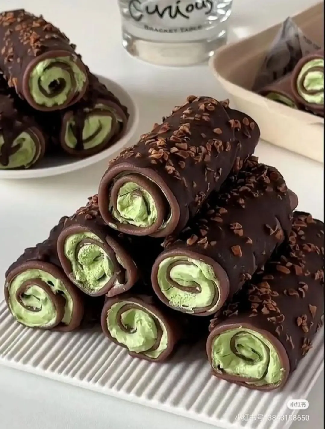 🍃 Chocolate Mint Ice Cream Rolls 🍫