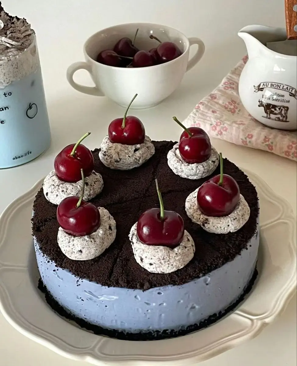 🍒 Blueberry Oreo Cherry Mousse Cake
