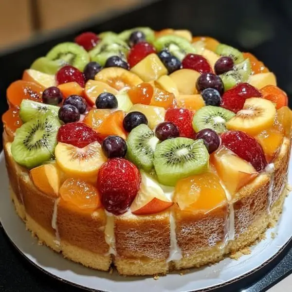 🍓🥝🍑 Fresh Fruit Sponge Cake Recipe