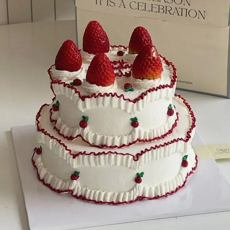 Two-Tier Vintage Strawberry Cake Recipe 🍓🎂✨