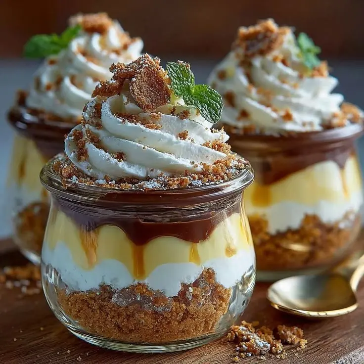 No-Bake Chocolate Caramel Cheesecake Jars