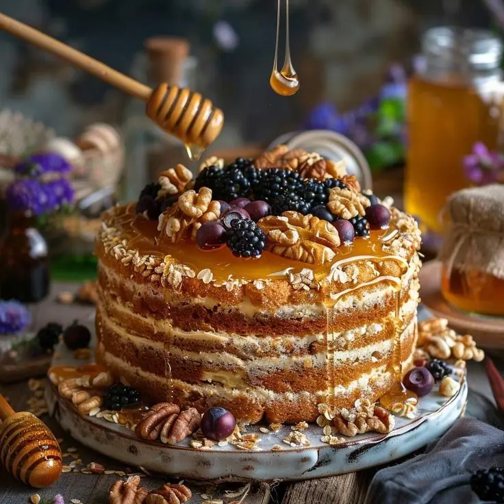 Honey Walnut & Berry Layer Cake  🍯🍇🌰