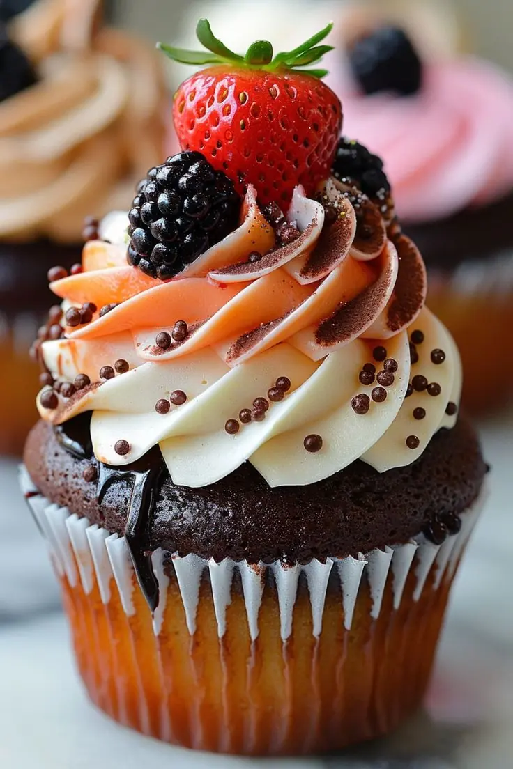 Chocolate Cupcakes with Berry Swirl Buttercream