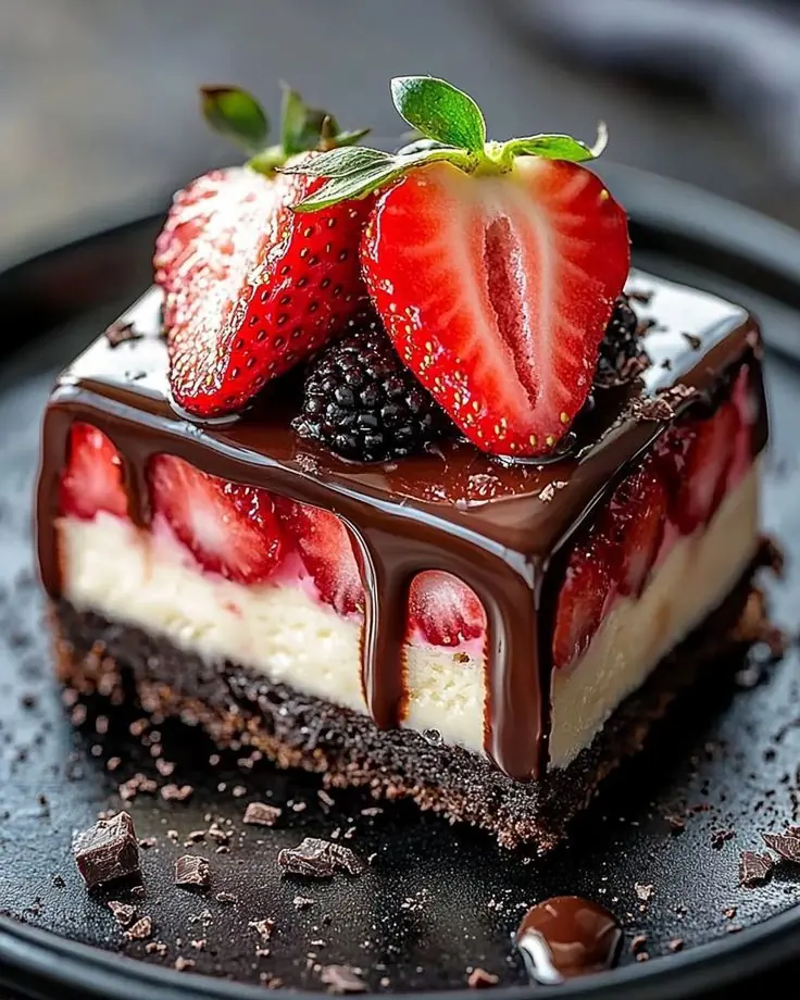 A Decadent Delight: Strawberry Chocolate Cheesecake