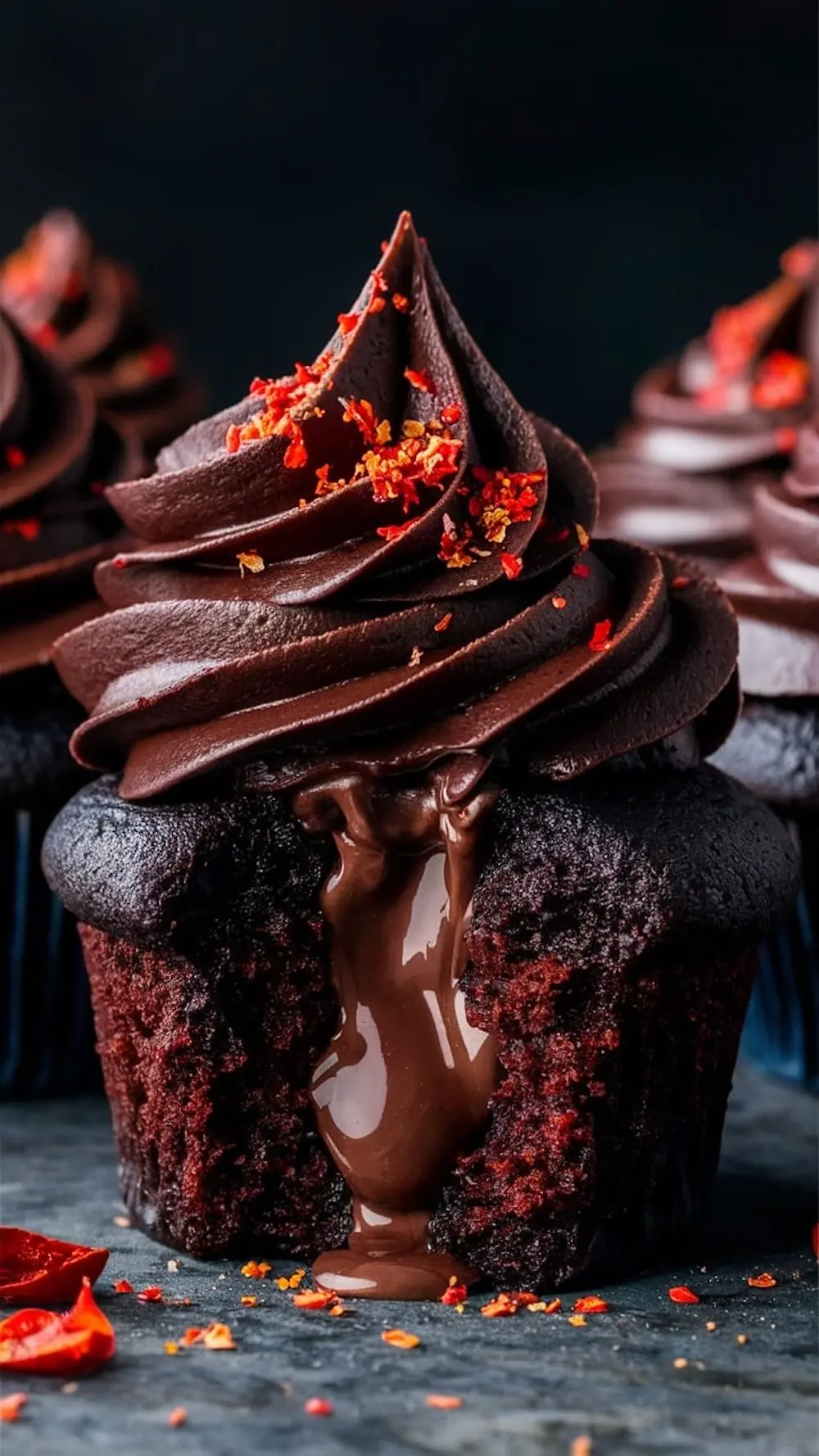 🌋 Molten Chocolate Lava Cupcakes with Chili