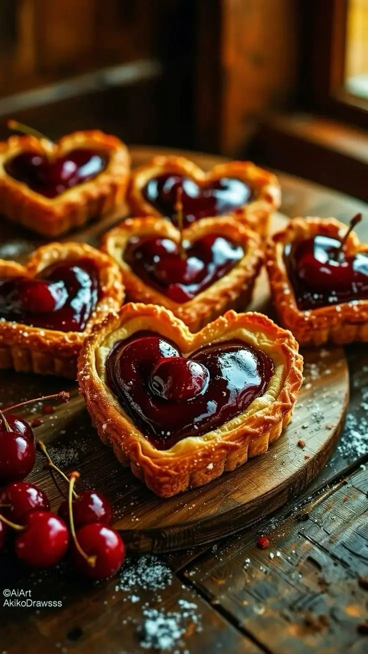 🍒 Heart-Shaped Cherry Tarts