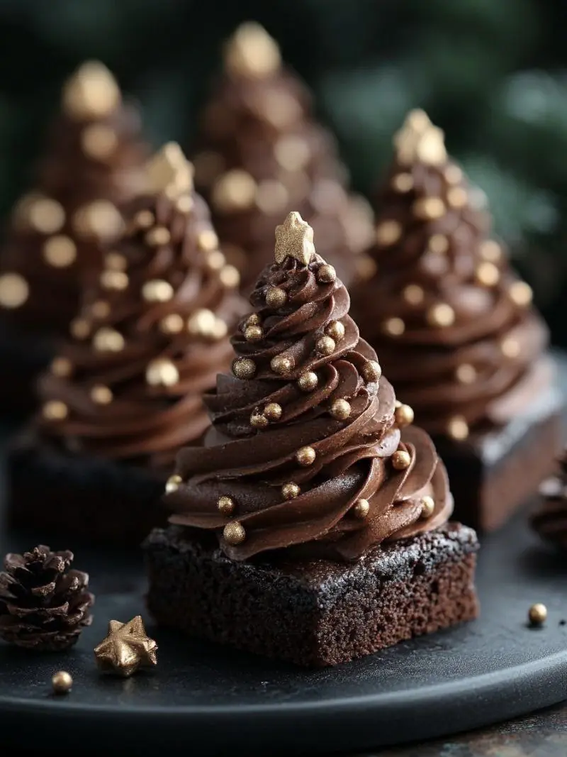 ๐ Christmas Tree Brownies with Chocolate Buttercream