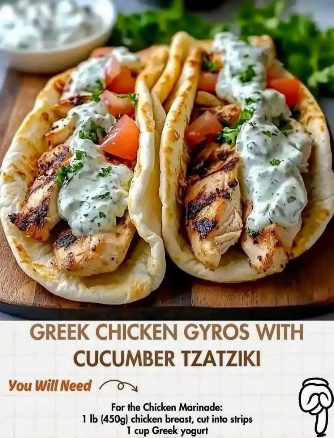 Greek Chicken Gyros with Cucumber Tzatziki