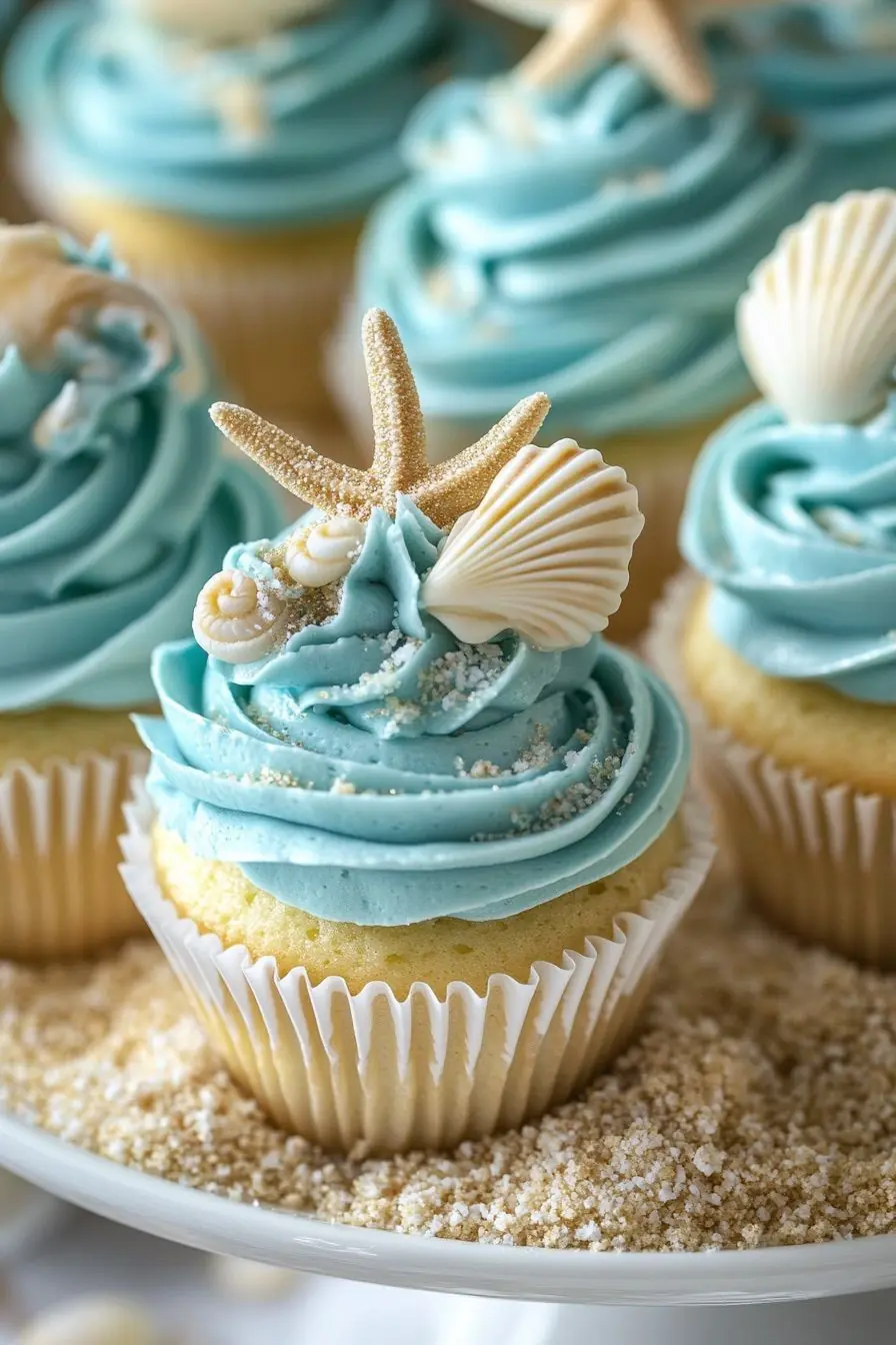 🧁 Beach-Themed Vanilla Cupcakes Recipe