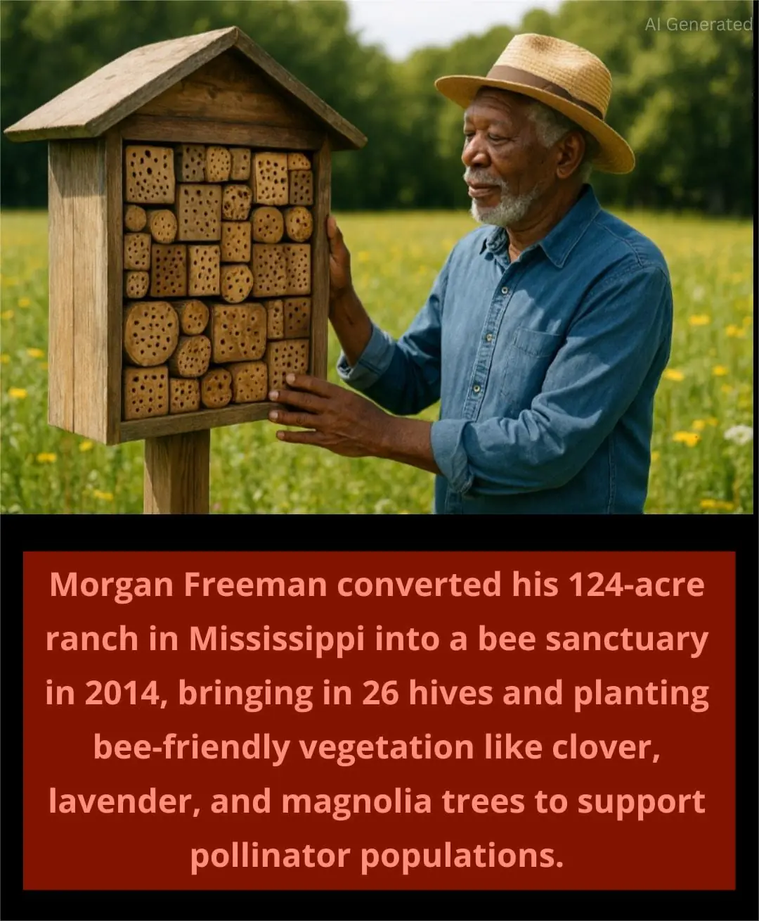 Morgan Freeman Turns Mississippi Ranch into Bee Sanctuary to Help Save Pollinators