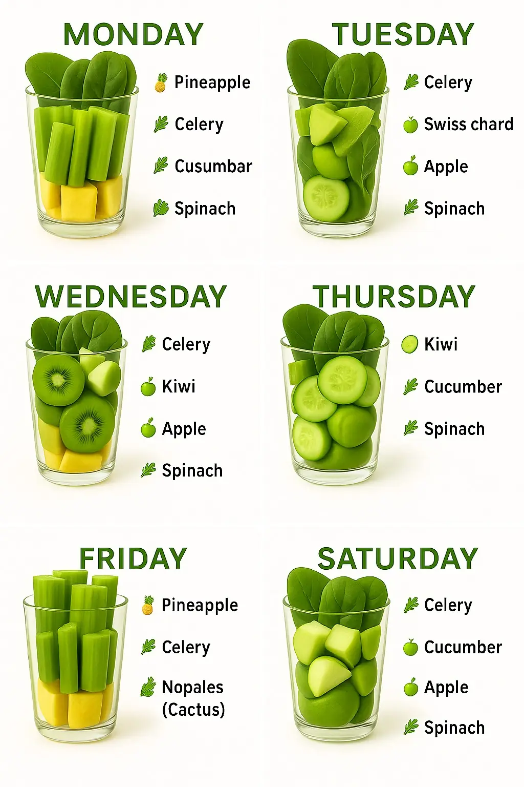 A Week of Green Juices: Daily Recipes to Boost Health