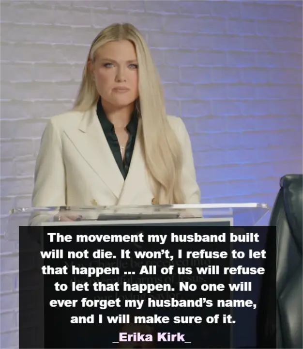 Erika Kirk delivers emotional remarks after killing of husband Charlie Kirk
