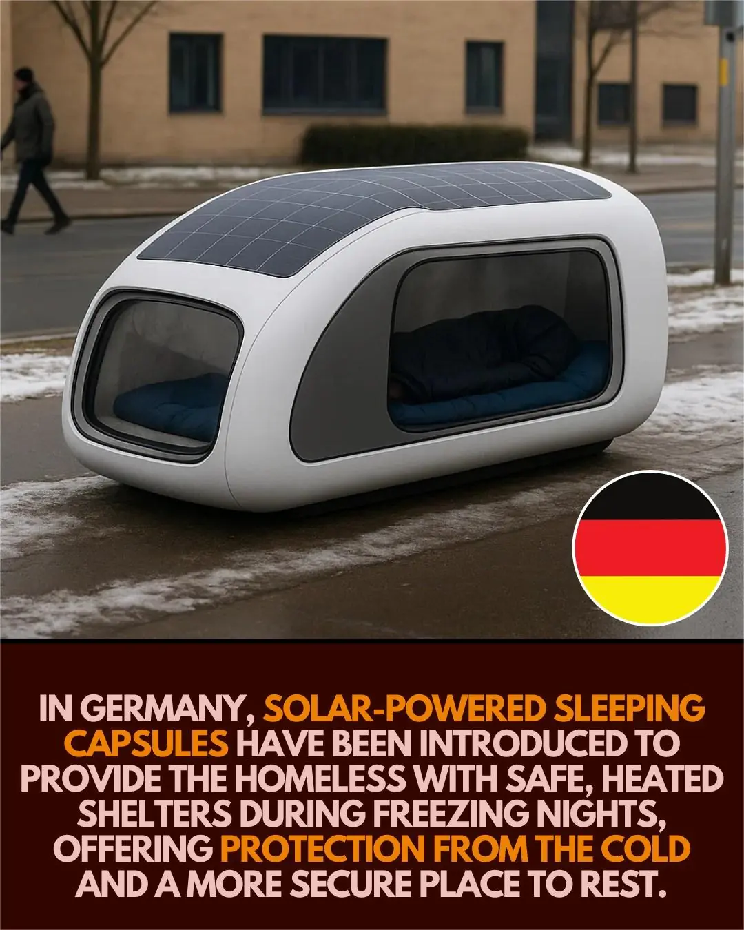Germany’s Solar-Powered Sleeping Capsules Offer Refuge for the Homeless During Freezing Nights