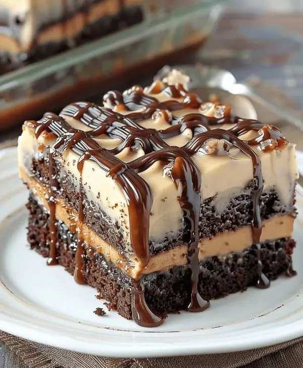 🍫 Mocha Chocolate Layer Cake with Caramel Drizzle