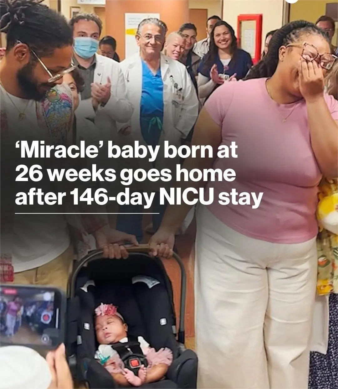 'Miracle' baby born at 26 weeks goes home after 146-day NICU stay