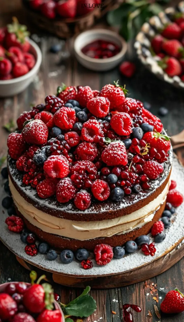 Rustic Berry Naked Cake