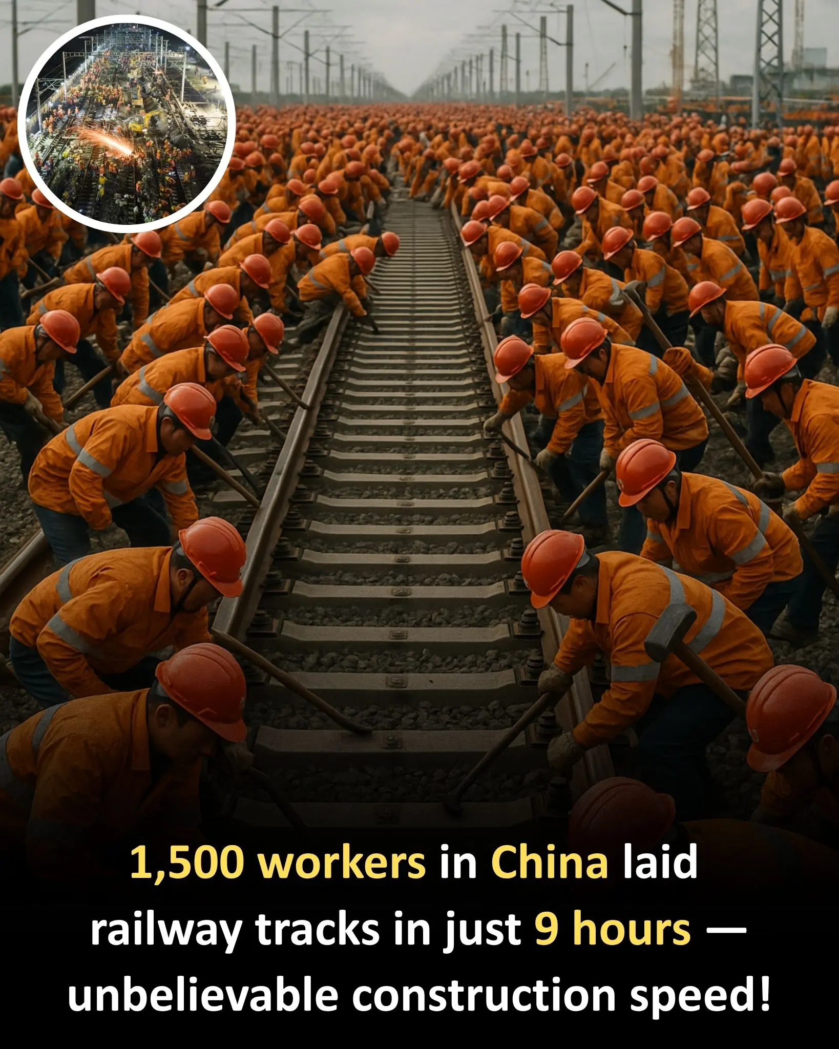 China’s Remarkable Railway Feat: 1,500 Workers Complete Complex Track Project in Just Nine Hours