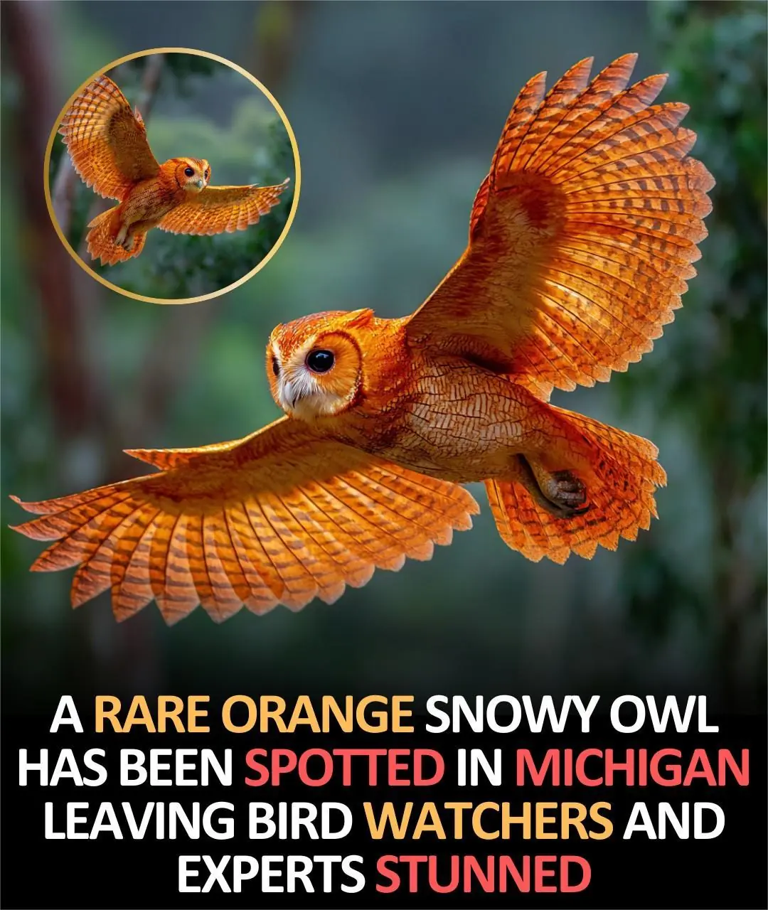 Rare Orange Snowy Owl Stuns Birdwatchers in Michigan